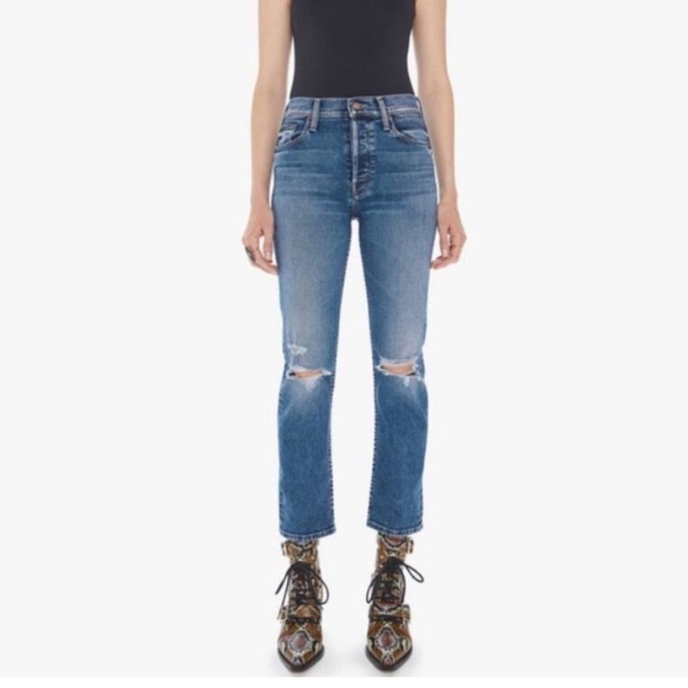 Mother Denim The Tomcat Ankle Jeans High Rise Distressed Roughing It Womens 28
